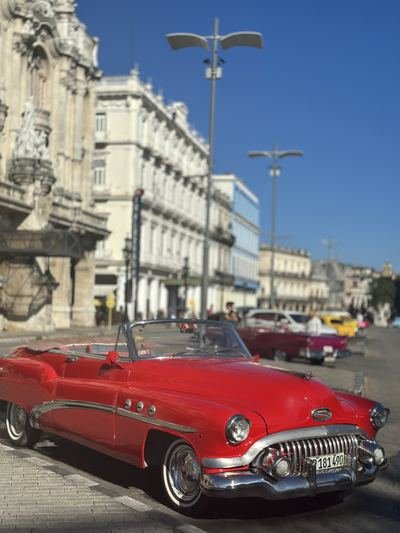 A red classic car